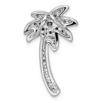 Rhodium Over Sterling Silver Cubic Zirconia Palm Tree Chain Slide