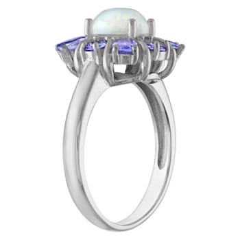 Opal and Tanzanite Sterling Silver Ring 2.06 ctw