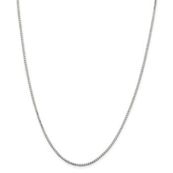 Rhodium Over Sterling Silver 1.7mm 8 Sided D/C Mirror Box Chain w/2in
ext Necklace