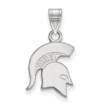 Rhodium Over Sterling Silver LogoArt Michigan State University Small Pendant