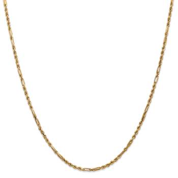 14k Yellow Gold 2.5mm Diamond-Cut Solid Milano Rope 16 Inch Chain