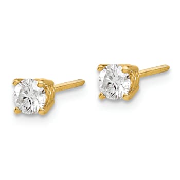 14K Yellow Gold 1/2ct. 4.0mm Round G H I True Light Moissanite Screwback Earrings