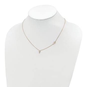 14K Yellow Gold Sideways Cross and Cross Pendant Necklace