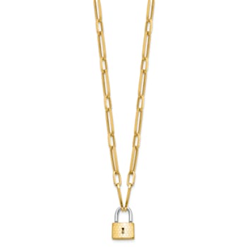 14K Two-tone Fancy Link with Lock Necklace