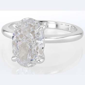 Oval CZ Solitaire Ring In Platinum Over Sterling Silver