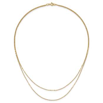 14K Yellow Gold Polished 2-Strand Twist Bar Station Necklace