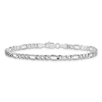 Rhodium Over 14k White Gold 3.5mm Figaro Link Bracelet, 7 Inches