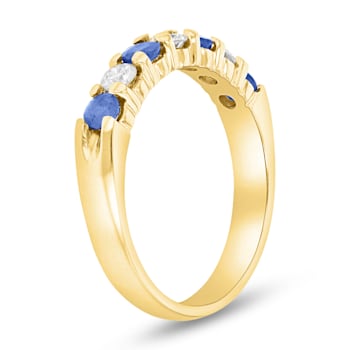 0.75ctw Sapphire and Diamond Band Ring in 14k Yellow Gold