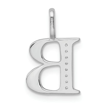 14K White Gold Diamond Letter B Initial Pendant