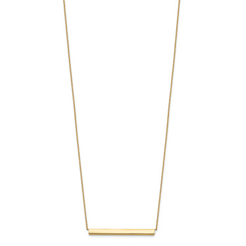 Polished Cable LInk Bar Necklace In 14K Yellow Gold