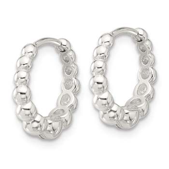Sterling Silver Beaded Hinged Hoop Earrings