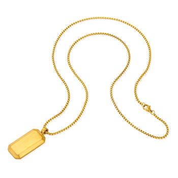 Invicta Men's Yellow Plated Dog Tag Pendant With Chain In Stainless Steel