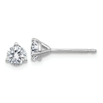 Rhodium Over 14K White Gold 1/2ct. 4.0mm Round J-K Color Moissanite Earrings