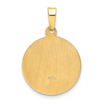 14k Yellow Gold Polished and Satin Confirmation Medal Pendant