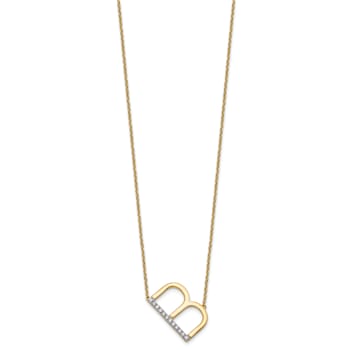 14k Yellow Gold and Rhodium Over 14k Yellow Gold Sideways Diamond
Initial B Pendant 18 Inch Necklace