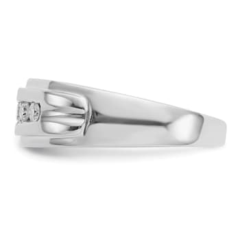 Rhodium Over 14K White Gold Lab Grown Diamond SI1/SI2, G H I, Men's Ring