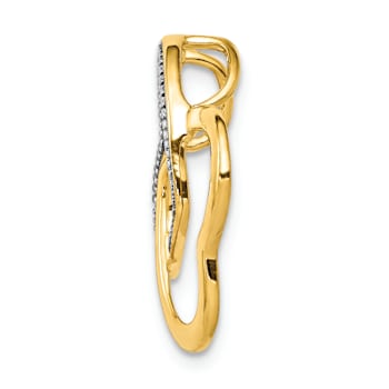 14k Yellow Gold and Rhodium Over 14k Yellow Gold Diamond Double Entwined
Heart Chain Slide