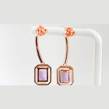Amethyst and CZ 3.19 Ctw Octagon 18K Rose Gold Over Sterling Silver
Dangle Earrings