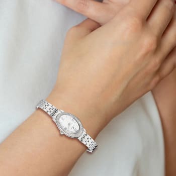 Charles Hubert Ladies Stainless Steel Crystal Bezel 21x32mm Watch