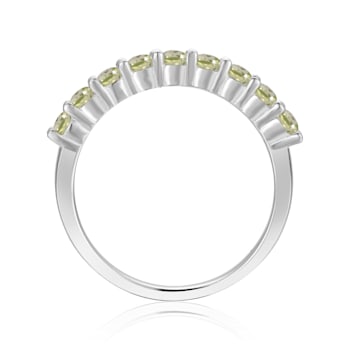 Round Peridot Sterling Silver Anniversary Style Stackable Band Ring, 0.90ctw