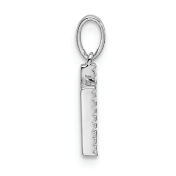 Rhodium Over 14k White Gold Diamond Letter N Initial Pendant