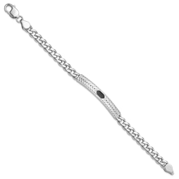 Rhodium Over Sterling Silver Enameled Bar Men's 8 Inch Bracelet
