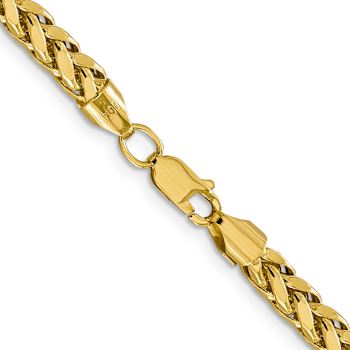 14k Yellow Gold 5mm Diamond-Cut Wheat Link 26 Inch Chain