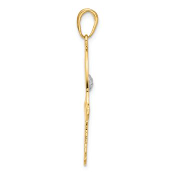 14k Two-tone Gold Diamond-Cut Filigree Hamsa Pendant