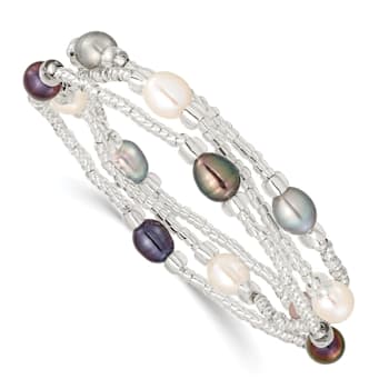 6-8mm White/Black/Grey Rice Freshwater Cultured Pearl and Glass Bead
Stretch 3-Bracelet Set