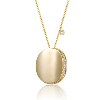 Pave CZ Circle Pendant In 14K Gold Over Brass