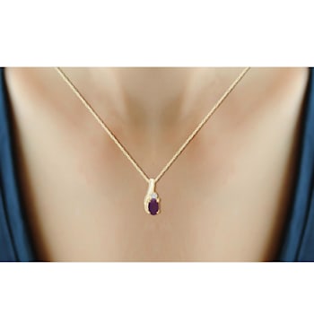 Red Ruby 14K Gold Over Sterling Silver Pendant with Chain 0.44ctw