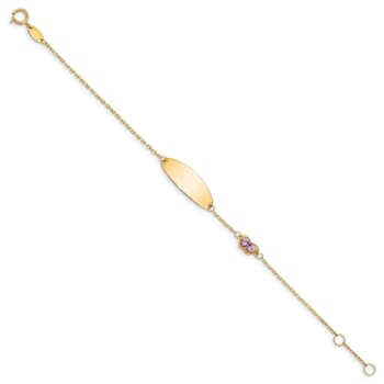 14k Yellow Gold Children's Enamel Butterfly ID Bracelet