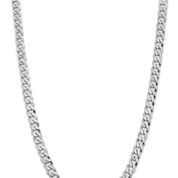 Rhodium Over 14k White Gold 8mm Solid Flat Beveled Curb 20 Inch Chain
