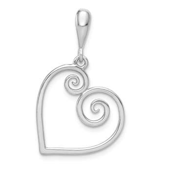 Rhodium Over 14k White Gold Heart Pendant