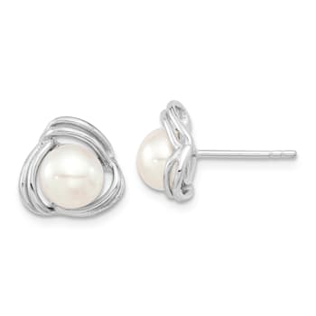 Rhodium Over Sterling Silver 6-7mm White Fresh Water Cultured Pearl
Necklace and Earring Set