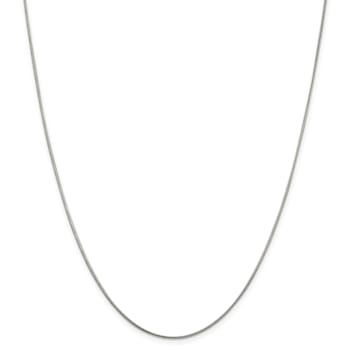Rhodium Over Sterling Silver 1mm Round Snake Chain