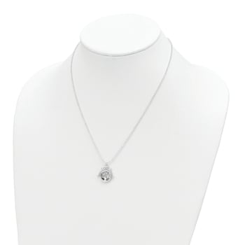 Sterling Silver Polished Reversible Enameled Tree of Life Necklace