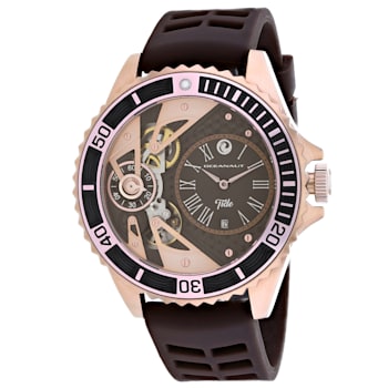 Oceanaut Men's Tide Rose Dial, Brown Rubber Strap Watch