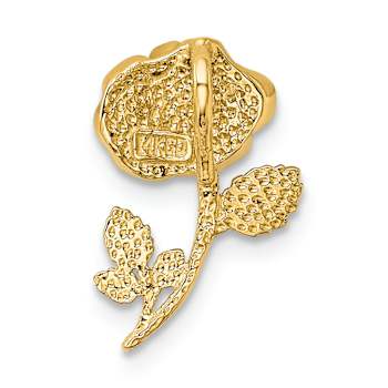 14K Two-tone Gold  Polished and Textured Rose Chain Slide Pendant