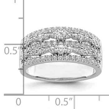 Rhodium Over 14K White Gold Diamond Band 0.88ctw