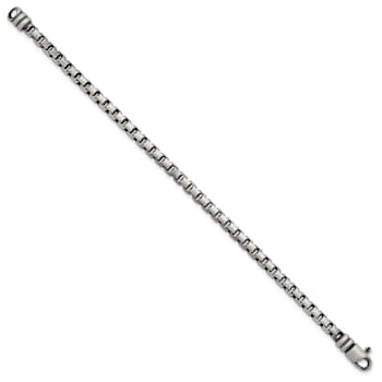 Sterling Silver Antiqued and Satin 5.0mm Box 8 Inch Chain