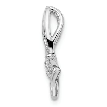 Rhodium Over 14k White Gold Polished Butterfly Diamond Chain Slide Pendant