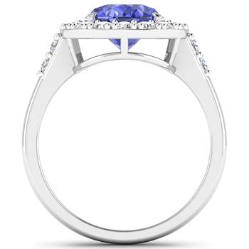 2.81ctw Violet Tanzanite and Diamond 14K White Gold Halo Ring