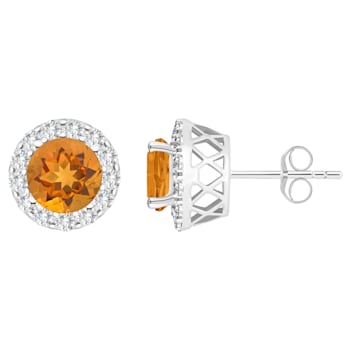 7mm Round Citrine And White Topaz Accent Rhodium Over Sterling Silver
Halo Stud Earrings