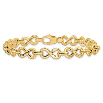 14K Yellow Gold Polished Fancy Infinity Link Bracelet