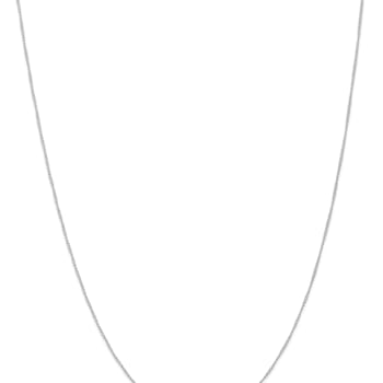 Rhodium Over 14k White Gold 0.5mm Solid Curb 20 Inch Chain