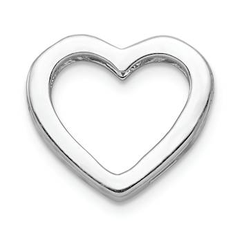 Rhodium Over 14k White Gold Diamond Heart Chain Slide