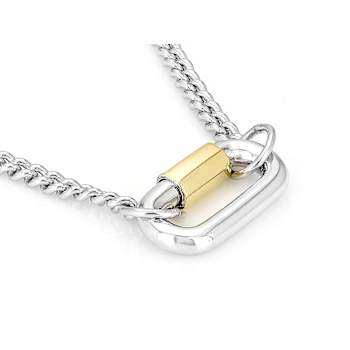 Two-Tone Curb Chain Necklace In 18K Gold Over Sterling Silver 18.5 Inch