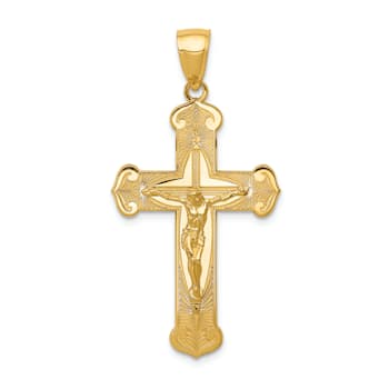 14K Yellow Gold Polished Crucifix Pendant