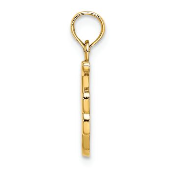 14k Yellow Gold Script Letter F Initial Pendant